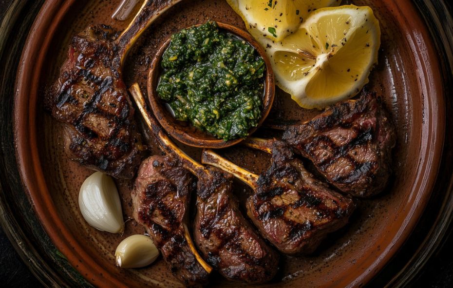 Gebakken lamskoteletjes met citroen en knoflook op zijn argentijns