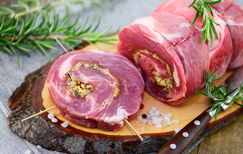 Bavette pinwheels, ronde bavette spiesen voor op de barbecue