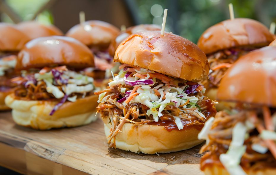 Pulled pork sliders met coleslaw